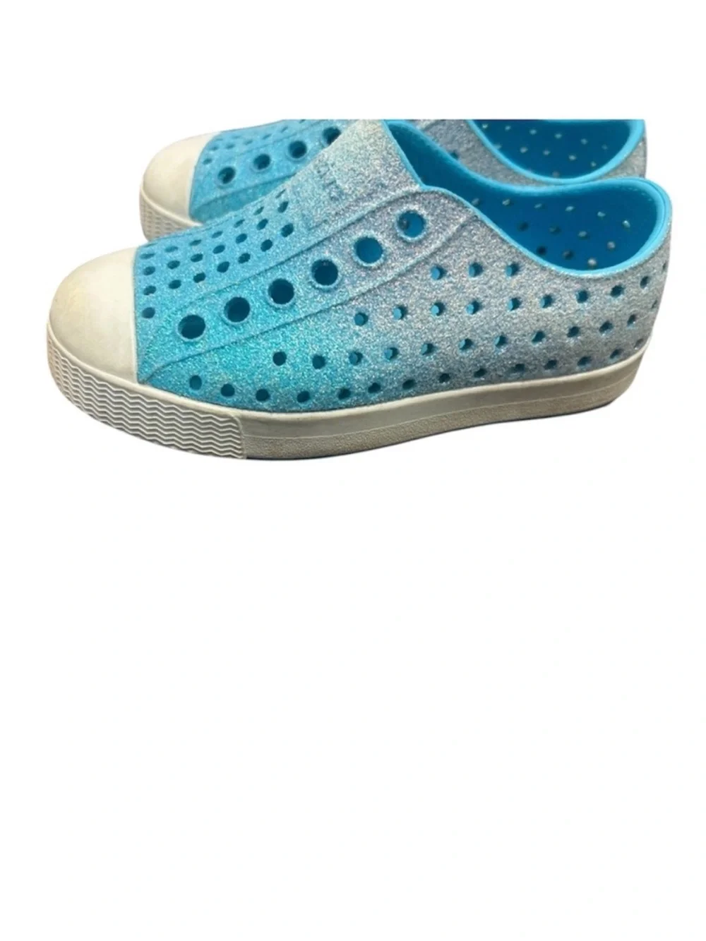 Native Bling Blue Glitter Kids Shoes Slip-On Size C6 Toddler Little Kid
